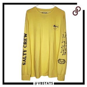 Salty Crew Men's Find Refuge In The Sea Long Sleeve‎ T Shirt Yellow Size 2XL